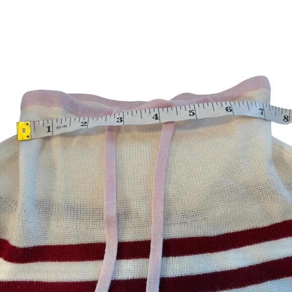 LOFT Lou & Gray Maroon Cream Striped Mock Neck Lightweight Sweater - Small - Picture 10 of 11